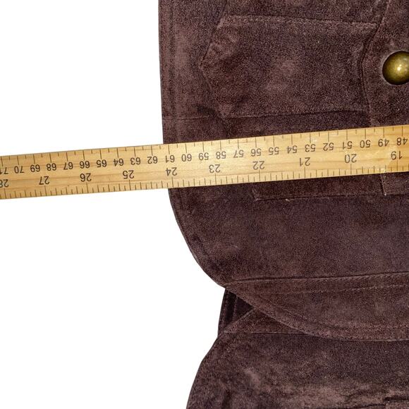 VTG Aria Brown Suede Leather Jacket Womens XL Equestrian Military Brass‎ Button - Picture 10 of 11